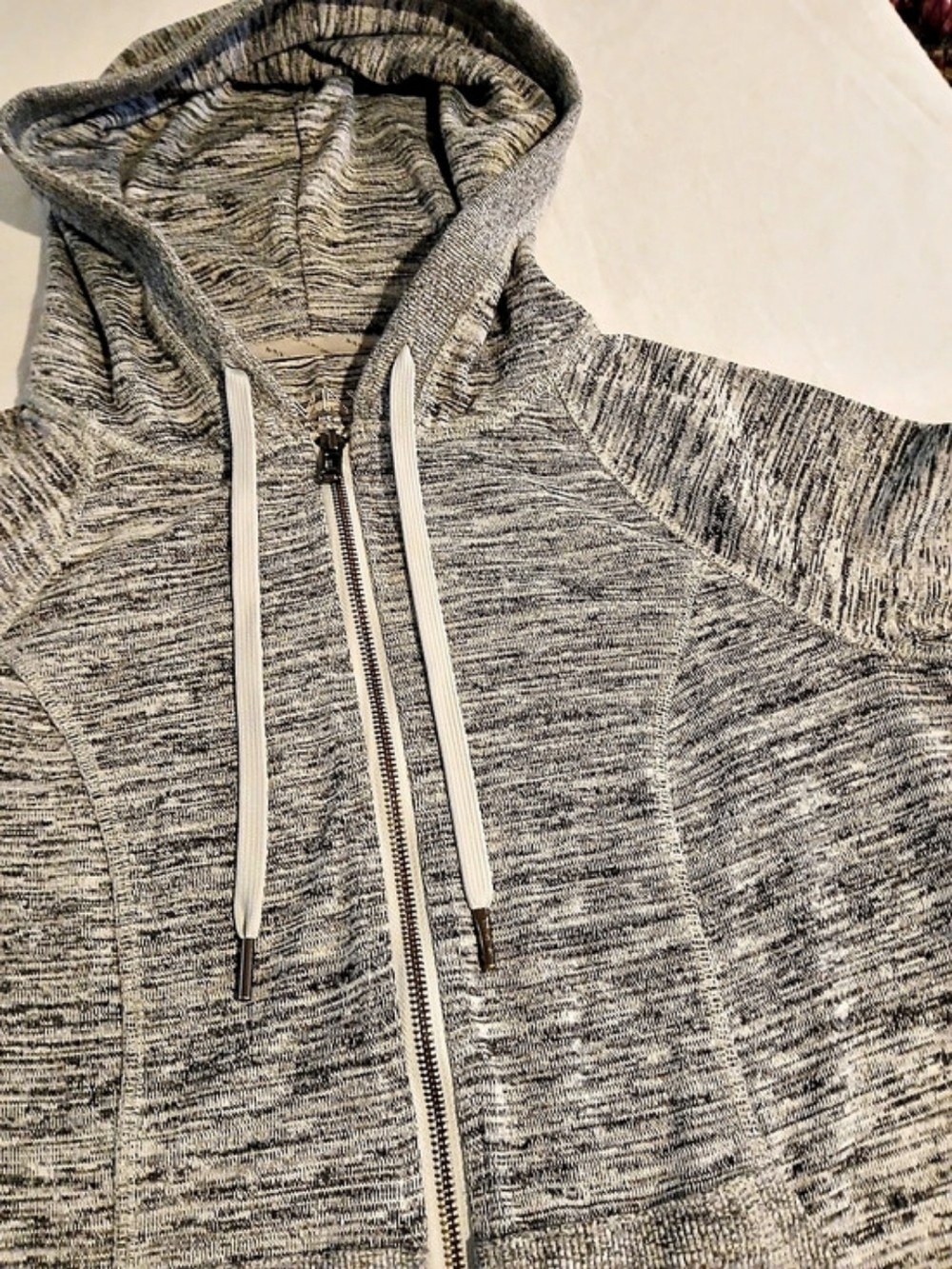 MARC NY Gray & Black Hooded Zip Jacket Size Small